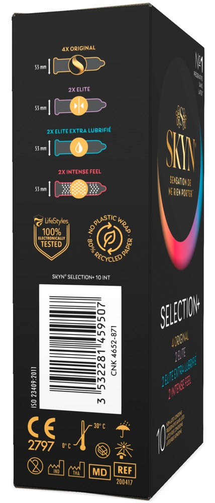 Pack Préservatifs Sans Latex Skyn Selection+ 53mm x10